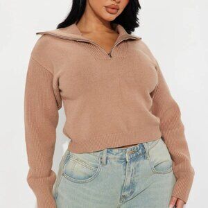 **SIZE 3X** Classic Mood Quarter Zip Sweater - Beige (NEVER WORN - NWT)